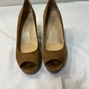 Calvin Klein Brown Peep-Toe Heels